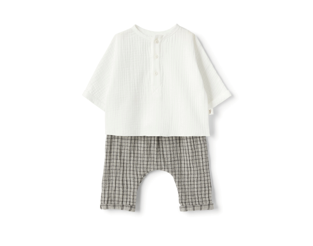 TEDDY & MINOU TWO PIECE SET MILK/STONE GRE