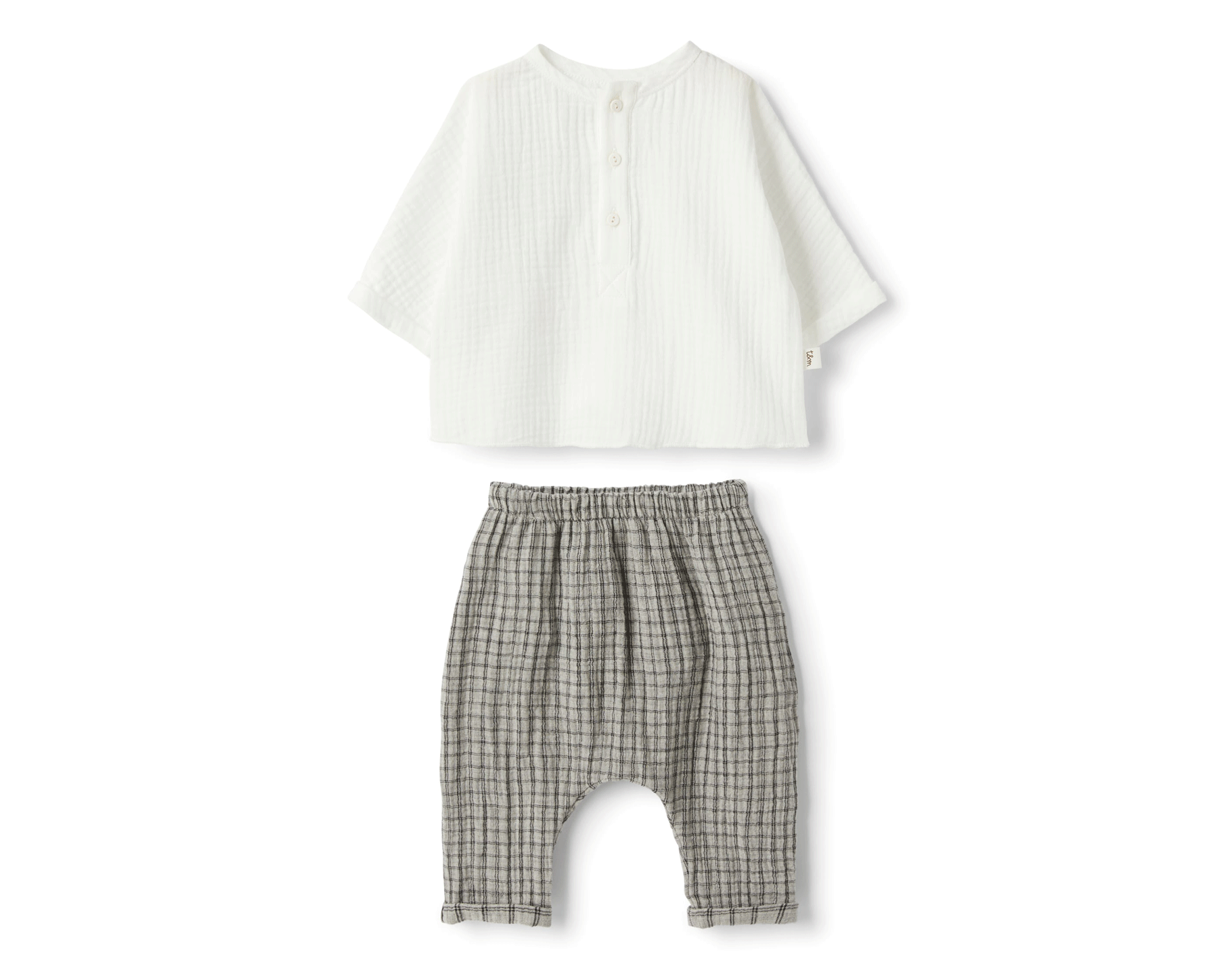 TEDDY & MINOU TWO PIECE SET MILK/STONE GRE