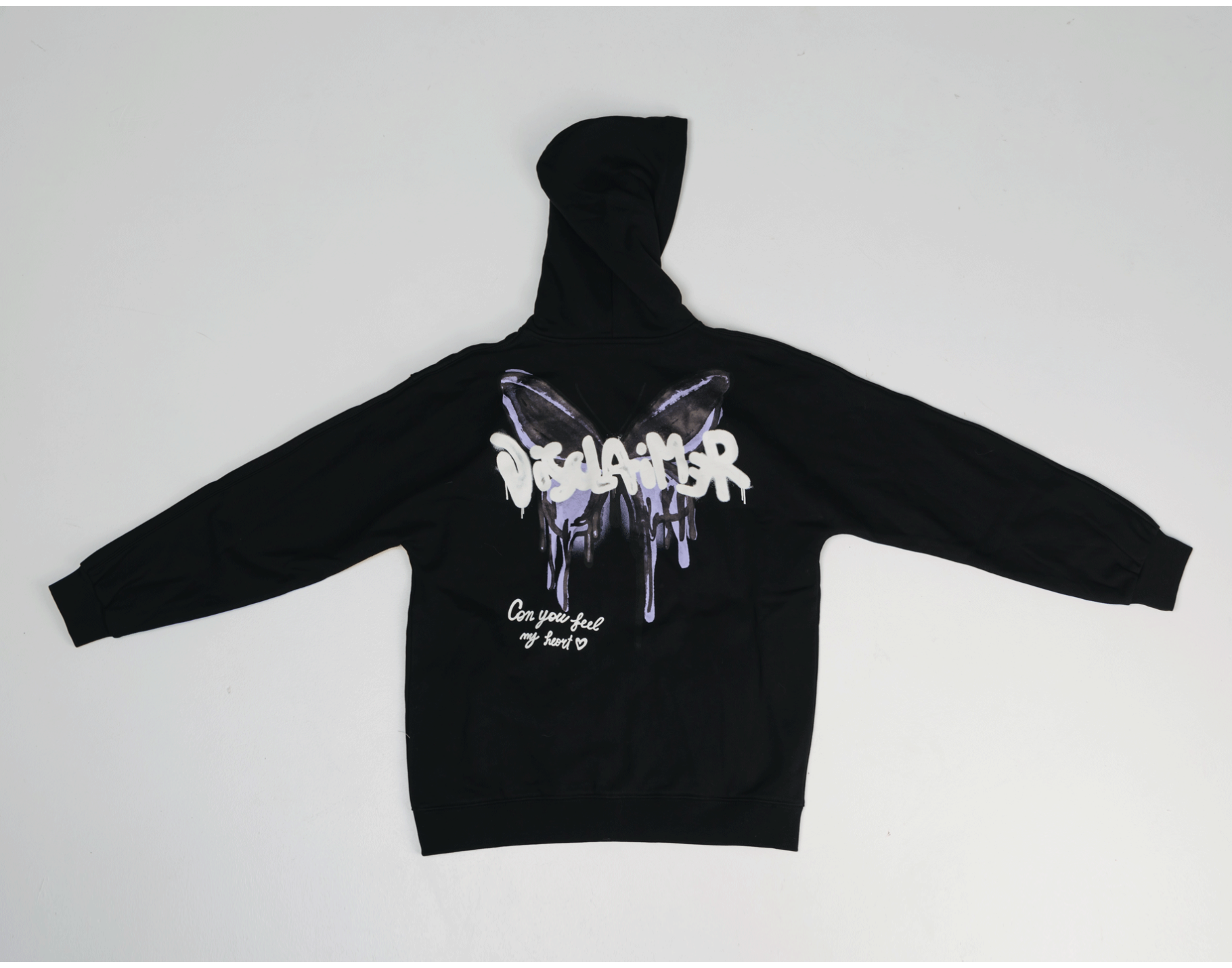 Disclaimer Hoodie on zip, Butterfly on back