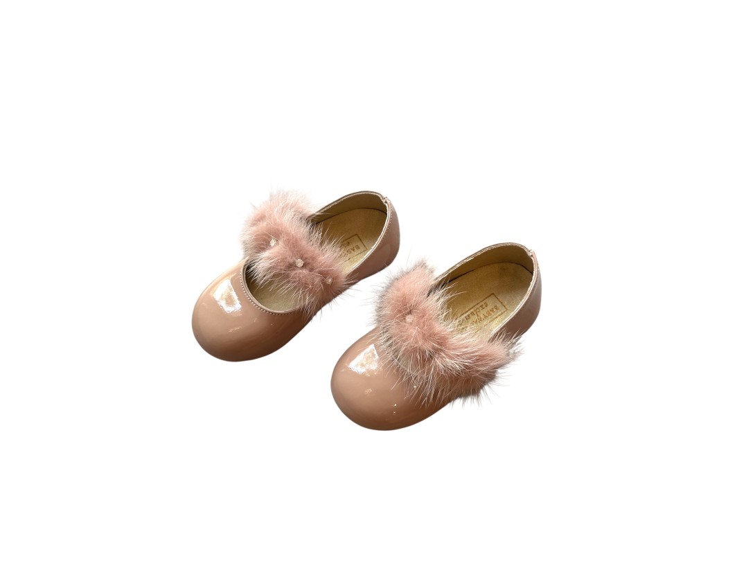 Ballerinas with Mink Fur Band Pink
