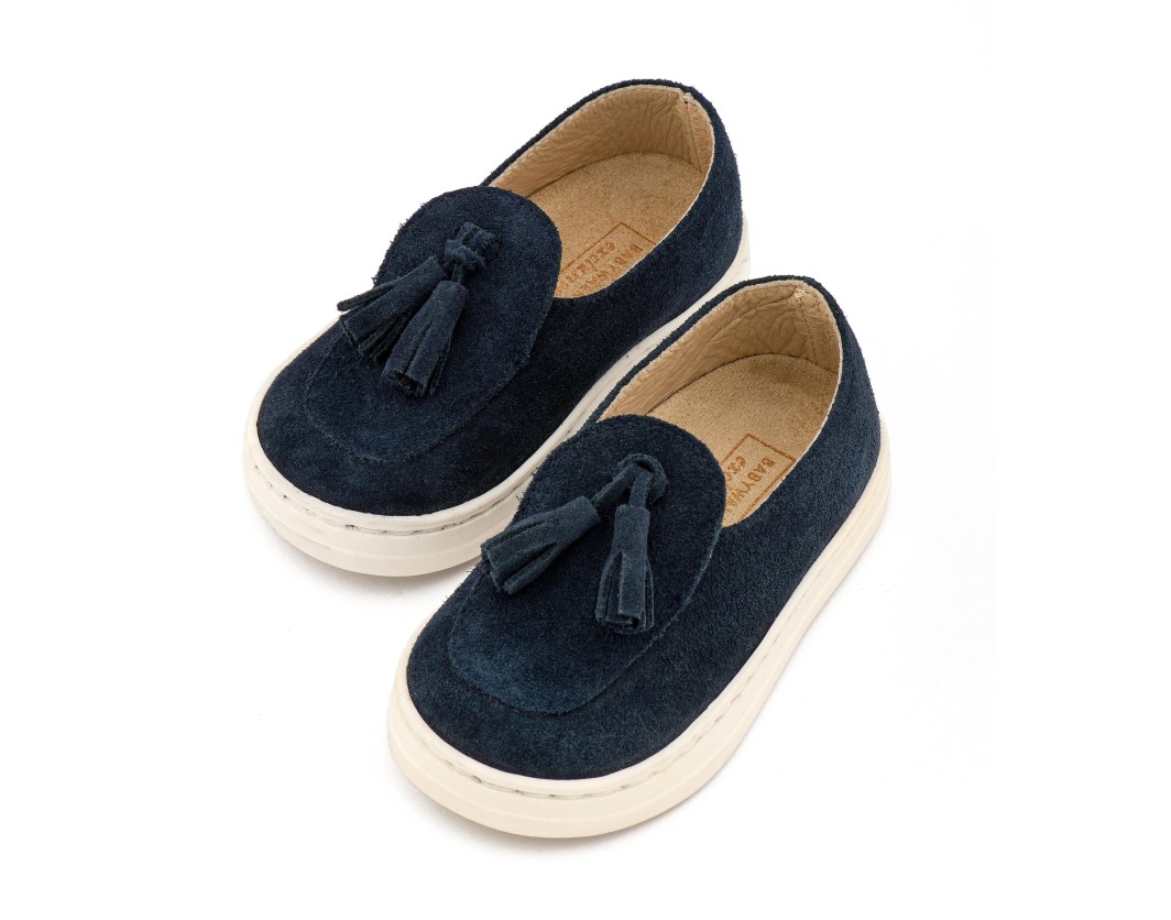 Suede Tasselled Loafers Navy