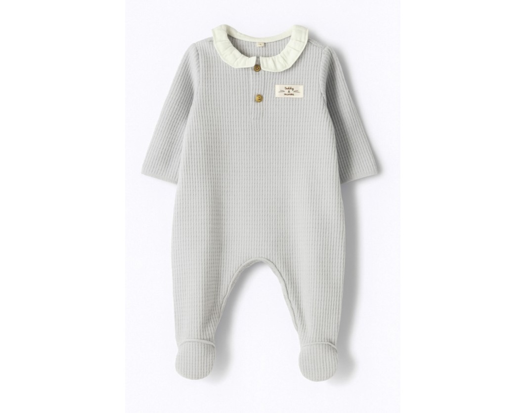 Romper with ruffle neck