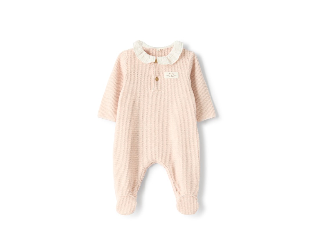 Romper with ruffle neck