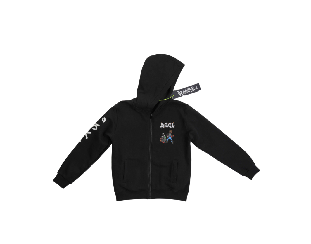 Disclaimer Hoodie on zip black