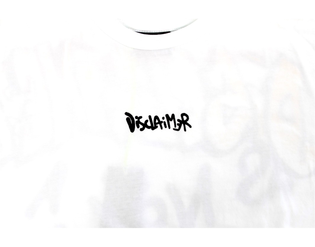 Disclaimer T-shirt White ,Teddy on back