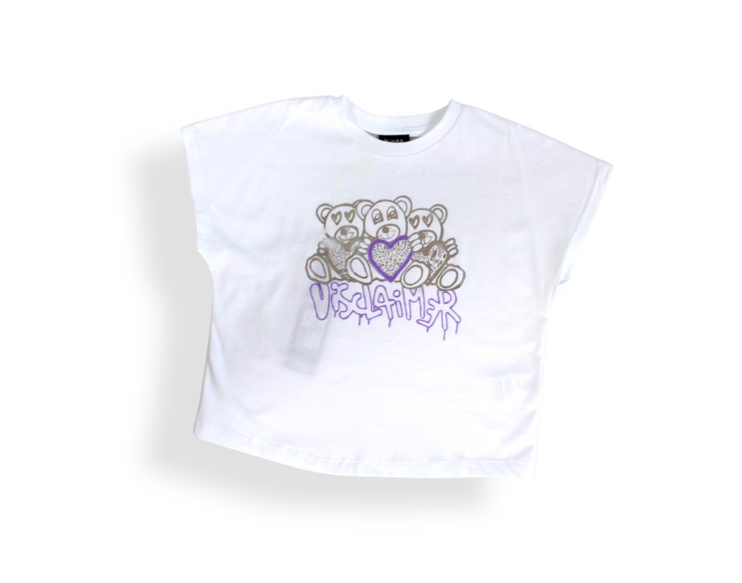Disclaimer T-shirt White with 3 Teddy