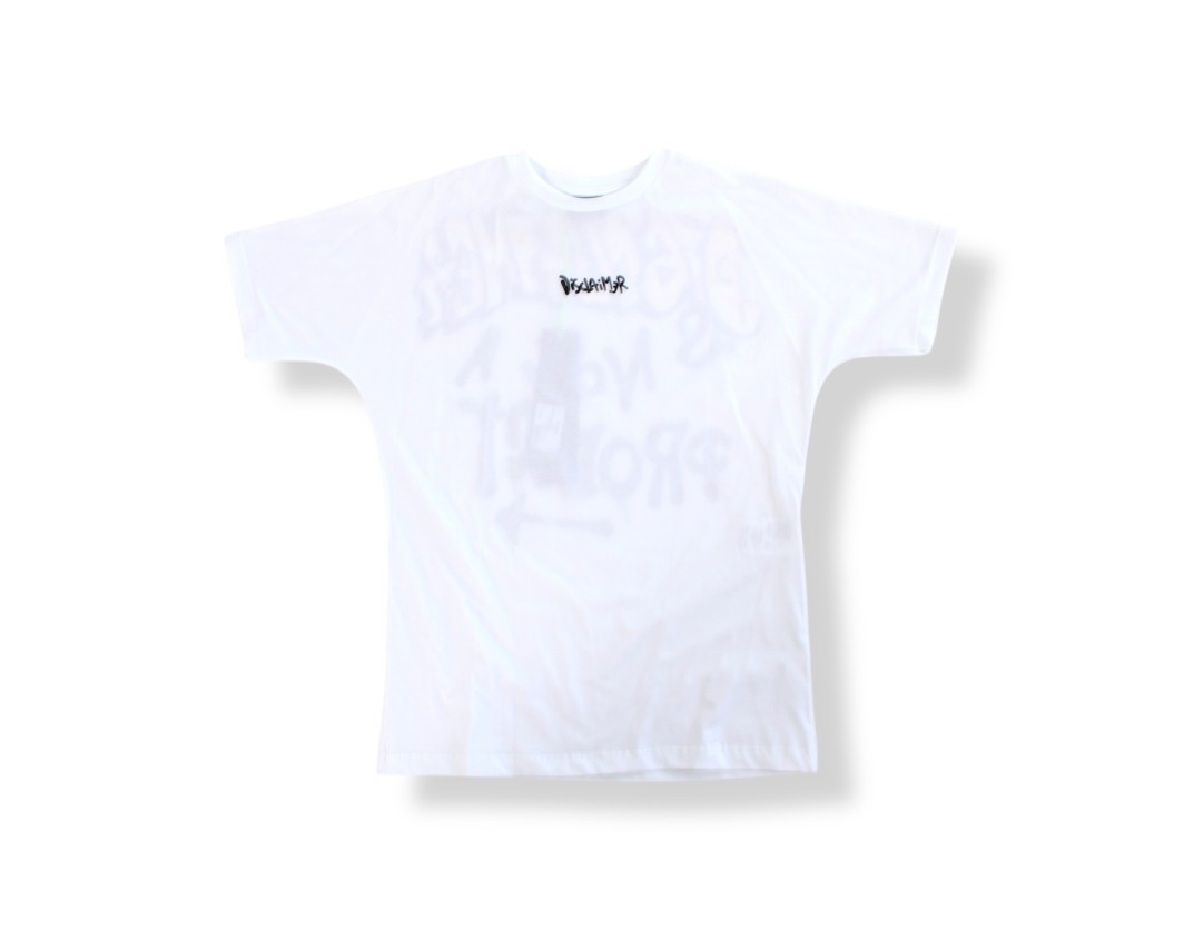 Disclaimer T-shirt White , Yellow DSC on Back