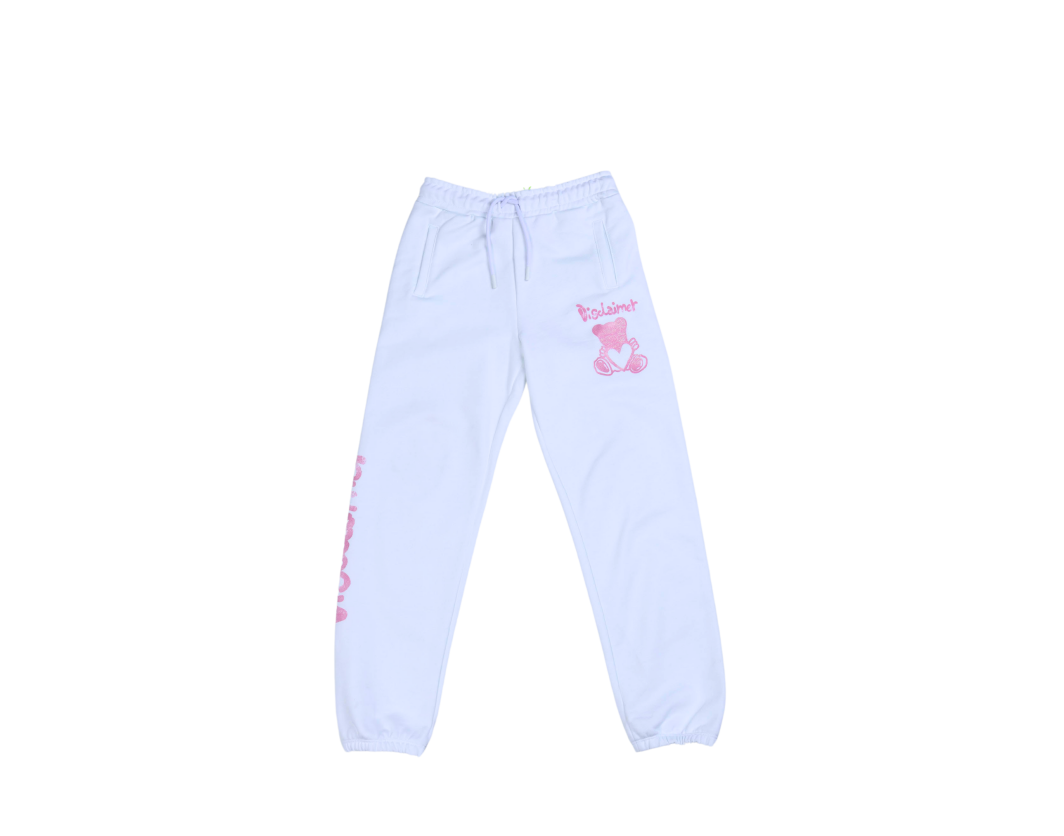 Disclaimer white Joggers with  teddy