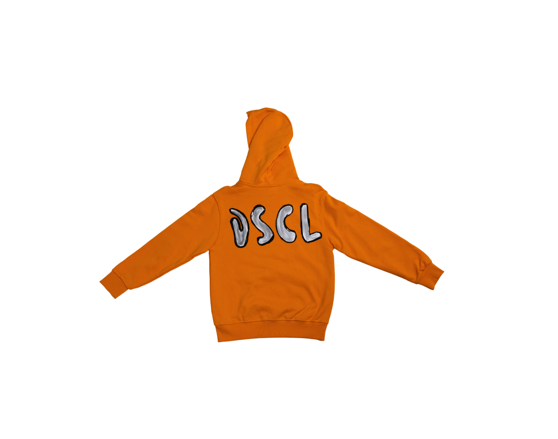 Disclaimer Hoddie letter on back orange