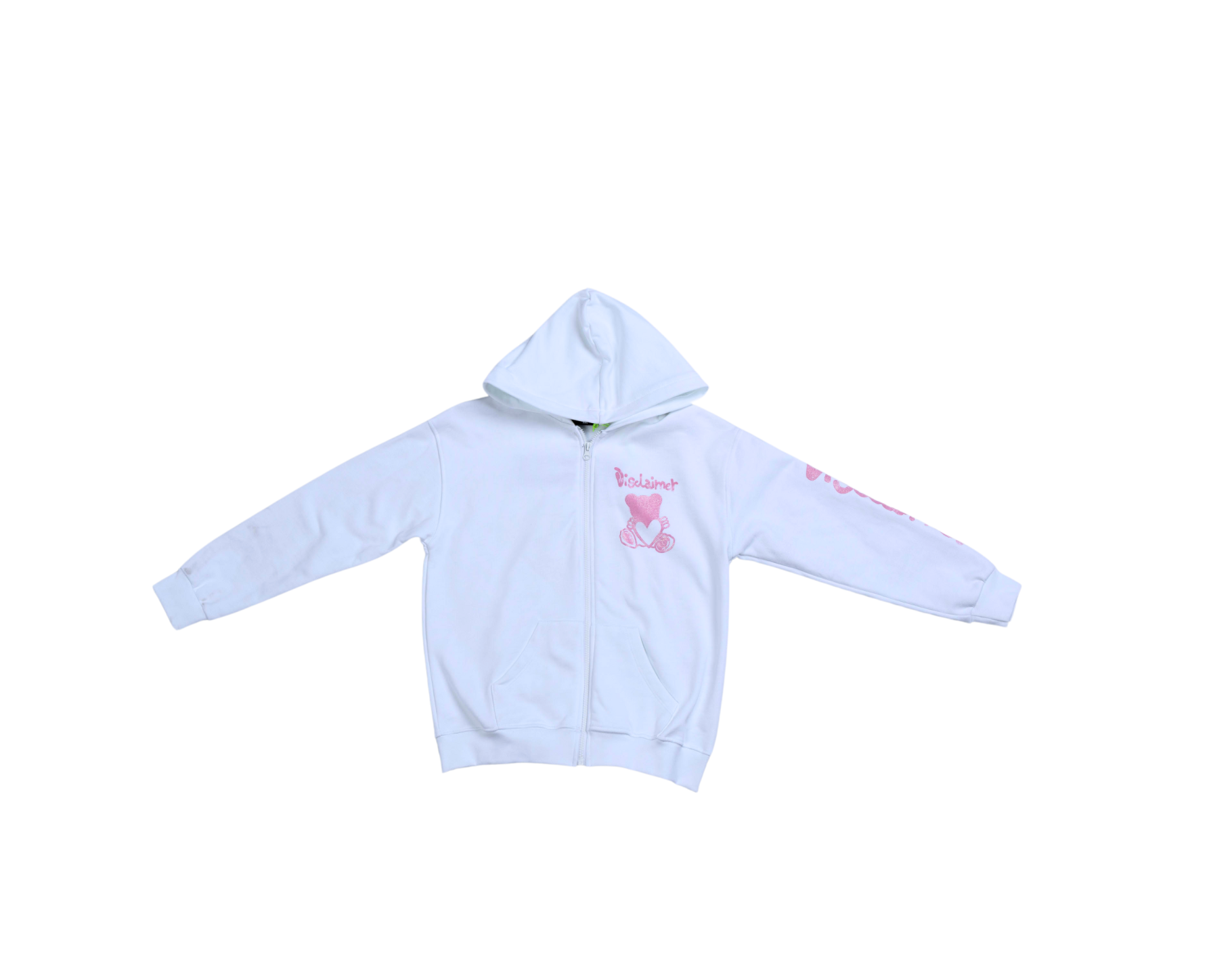 Disclaimer Hoodie white on zip