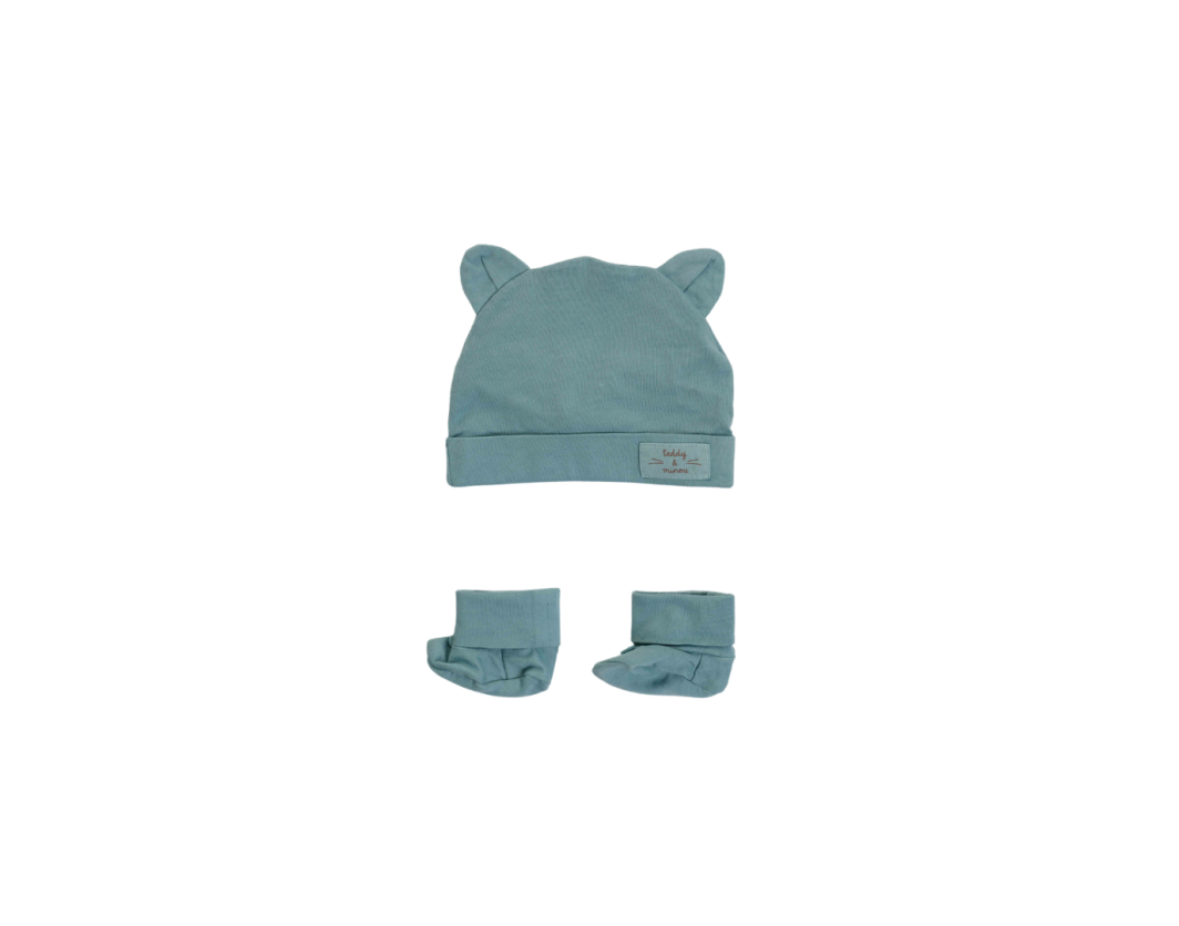 TEDDY & MINOU HAT AND SHOES MINT GREEN