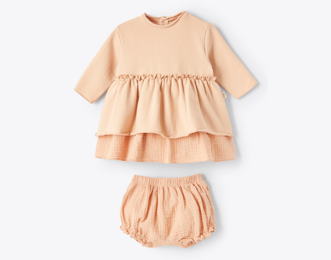 Teddy & Minou Dress in brushed fleece with culotte pants