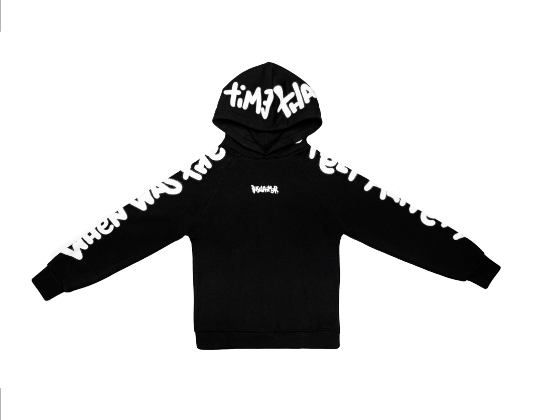 DISCLAIMER HOODIE IN FELPA/B LACK