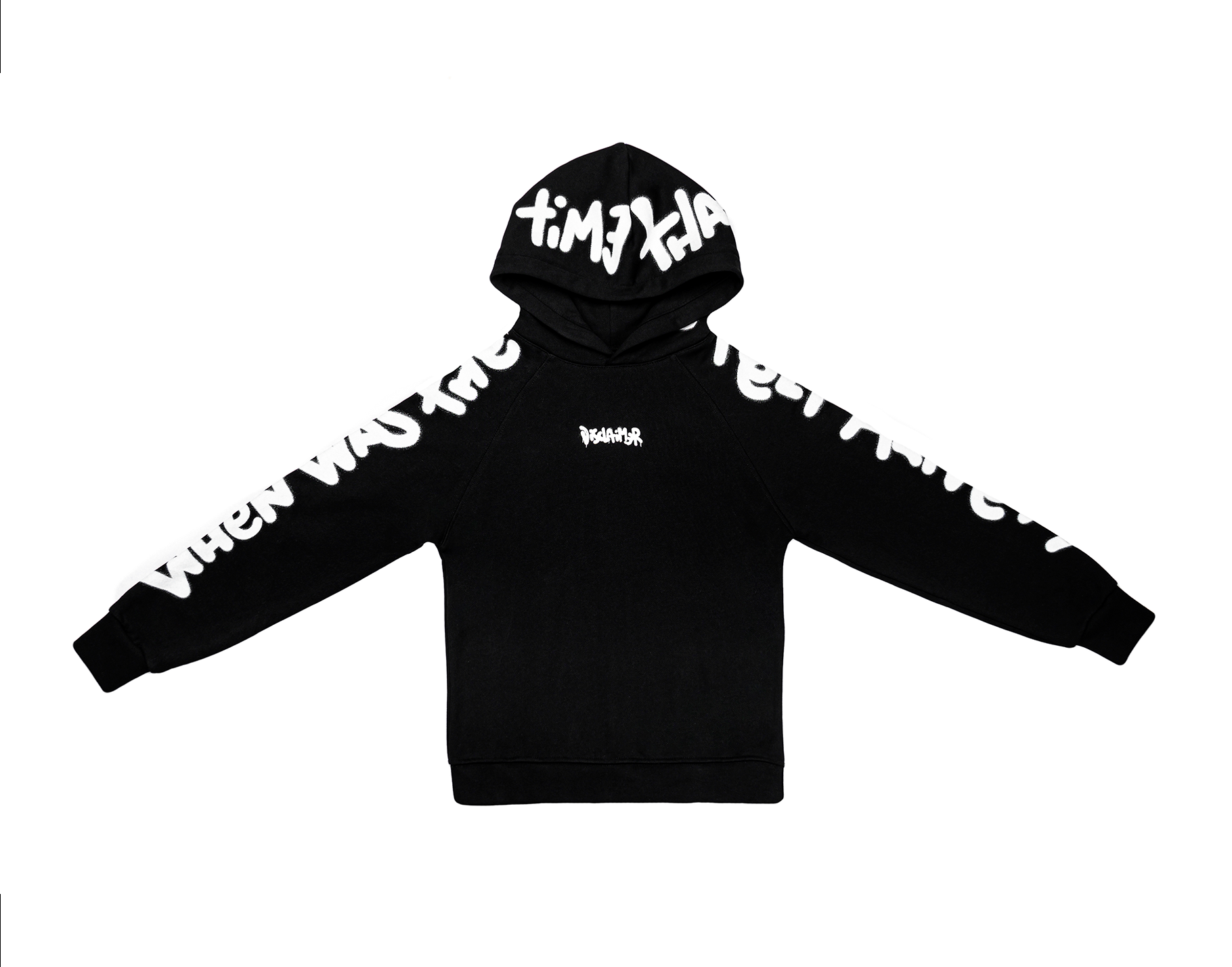 DISCLAIMER HOODIE IN FELPA/B LACK