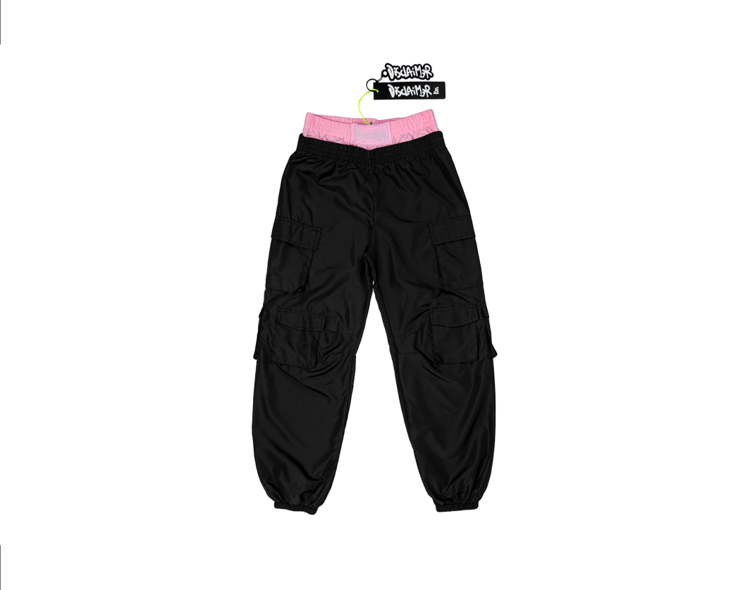 DISCLAIMER TROUSERS BIMBA IN NYLON/ BLACK